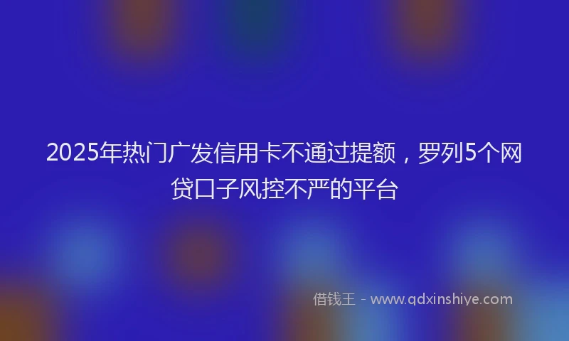 2025年热门广发信用卡不通过提额，罗列5个网贷口子风控不严的平台