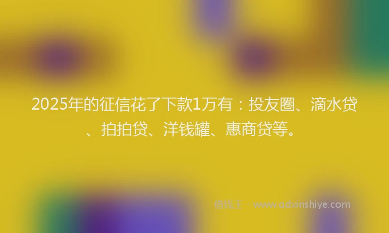 2025年的征信花了下款1万有：投友圈、滴水贷、拍拍贷、洋钱罐、惠商贷等。