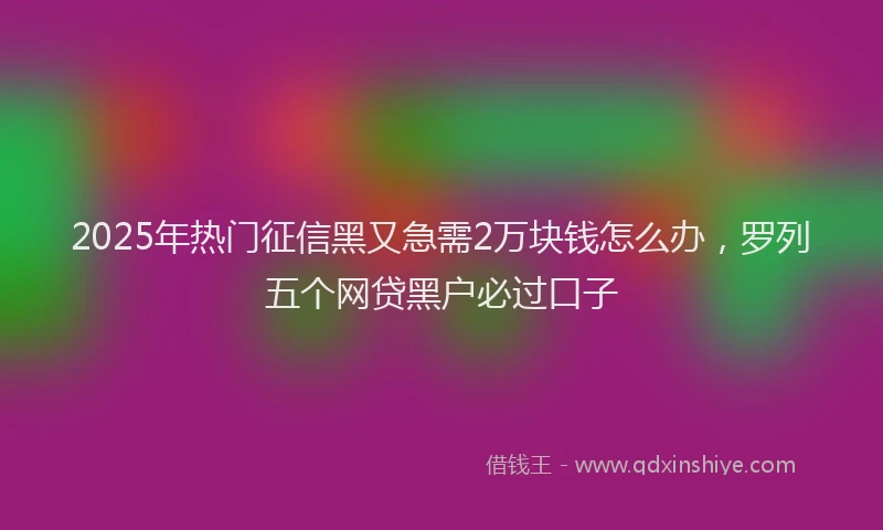 2025年热门征信黑又急需2万块钱怎么办，罗列五个网贷黑户必过口子