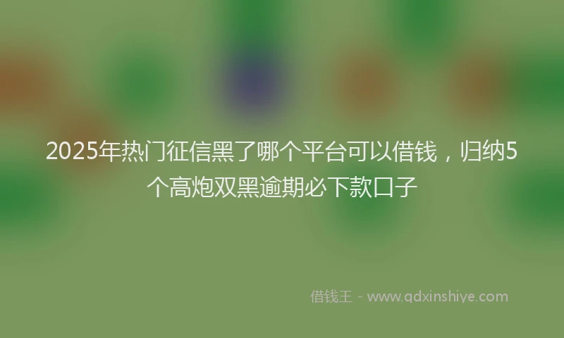 2025年热门征信黑了哪个平台可以借钱，归纳5个高炮双黑逾期必下款口子