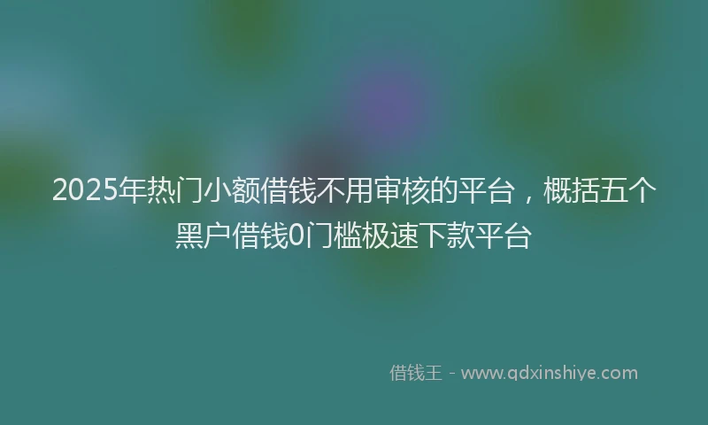 2025年热门小额借钱不用审核的平台，概括五个黑户借钱0门槛极速下款平台