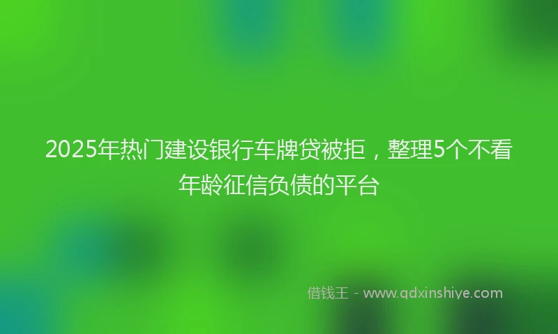 2025年热门建设银行车牌贷被拒，整理5个不看年龄征信负债的平台