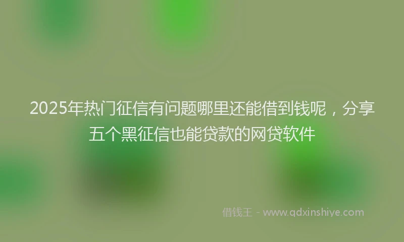 2025年热门征信有问题哪里还能借到钱呢，分享五个黑征信也能贷款的网贷软件