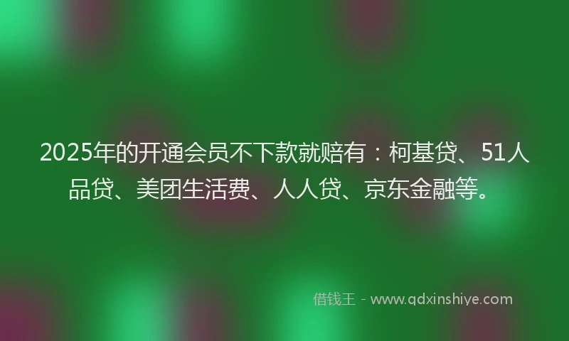 2025年的开通会员不下款就赔有:柯基贷、51人品贷、美团生活费、人人贷、京东金融等。