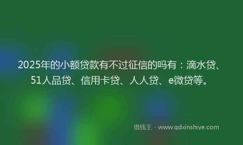 2025年的小额贷款有不过征信的吗有：滴水贷、51人品贷、信用卡贷、人人贷、e微贷等。