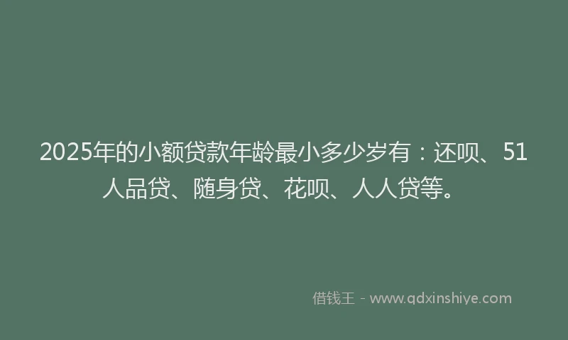 2025年的小额贷款年龄最小多少岁有：还呗、51人品贷、随身贷、花呗、人人贷等。