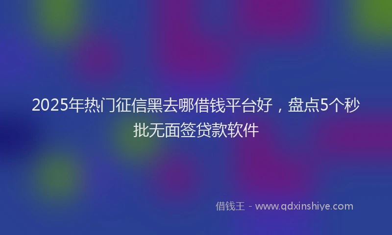 2025年热门征信黑去哪借钱平台好，盘点5个秒批无面签贷款软件