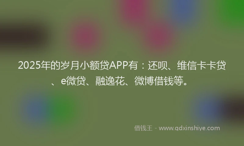 2025年的岁月小额贷APP有：还呗、维信卡卡贷、e微贷、融逸花、微博借钱等。