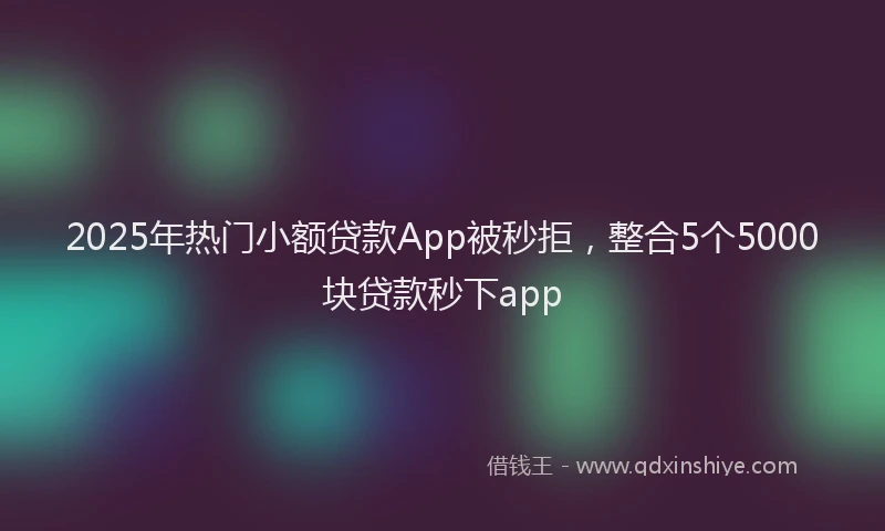 2025年热门小额贷款App被秒拒，整合5个5000块贷款秒下app