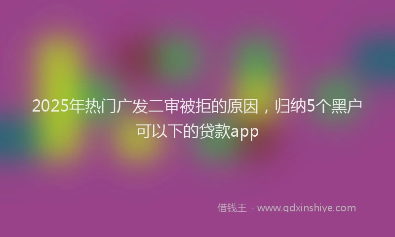 2025年热门广发二审被拒的原因，归纳5个黑户可以下的贷款app