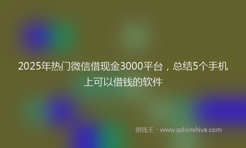 2025年热门微信借现金3000平台，总结5个手机上可以借钱的软件
