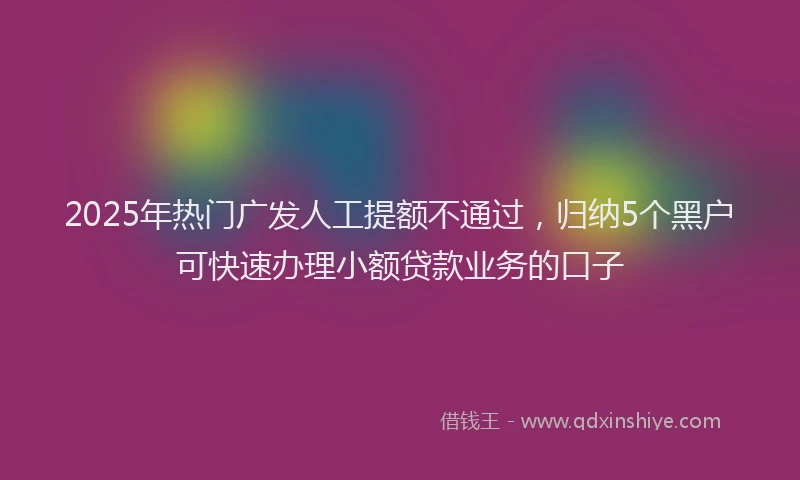2025年热门广发人工提额不通过，归纳5个黑户可快速办理小额贷款业务的口子