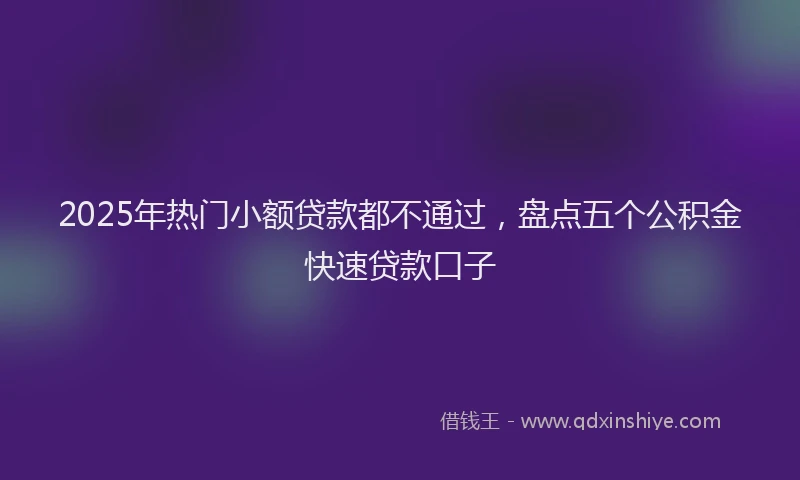 2025年热门小额贷款都不通过，盘点五个公积金快速贷款口子