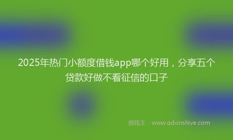 2025年热门小额度借钱app哪个好用，分享五个贷款好做不看征信的口子