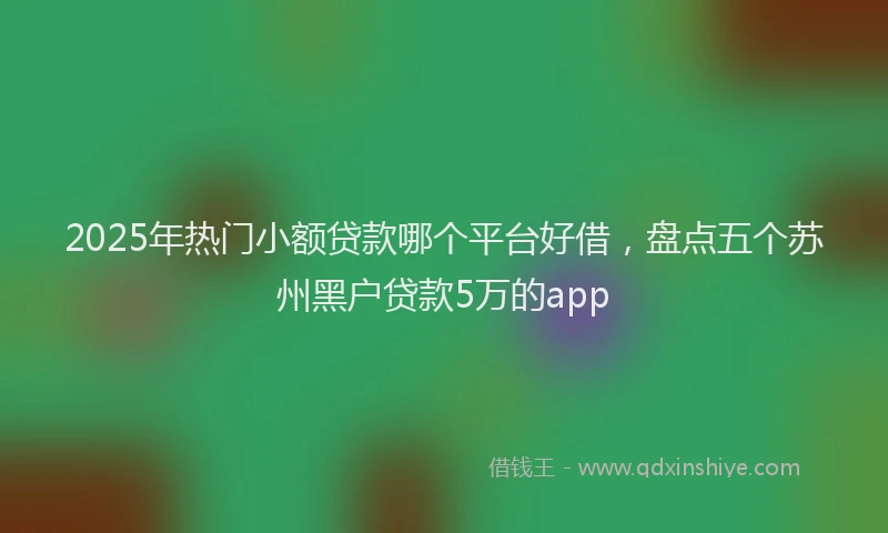 2025年热门小额贷款哪个平台好借,盘点五个苏州黑户贷款5万的app