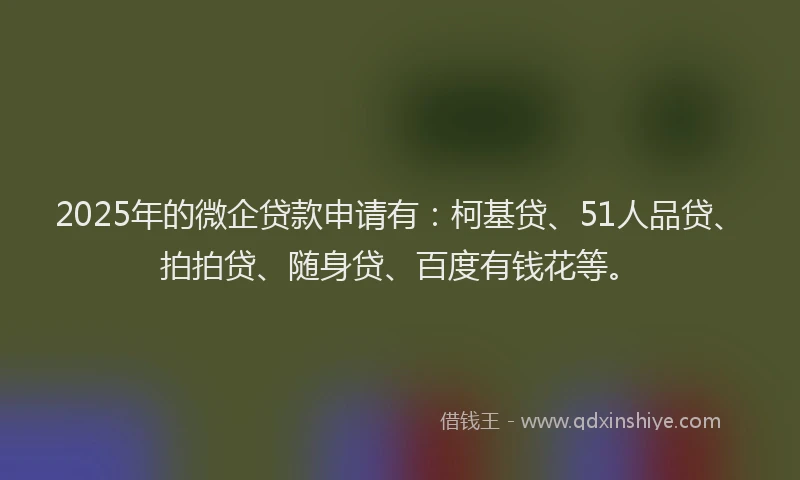 2025年的微企贷款申请有：柯基贷、51人品贷、拍拍贷、随身贷、百度有钱花等。