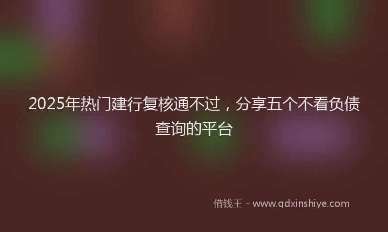 2025年热门建行复核通不过，分享五个不看负债查询的平台