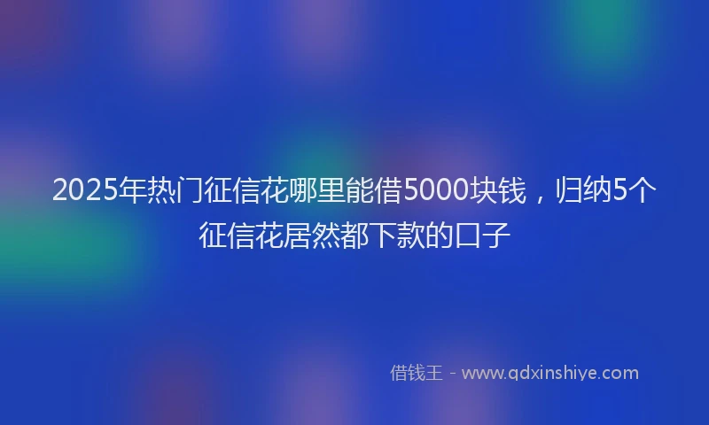 2025年热门征信花哪里能借5000块钱，归纳5个征信花居然都下款的口子