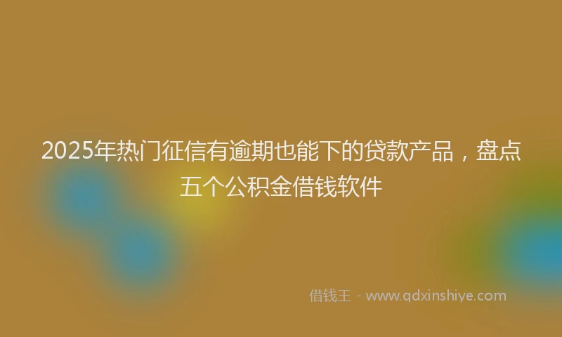 2025年热门征信有逾期也能下的贷款产品，盘点五个公积金借钱软件