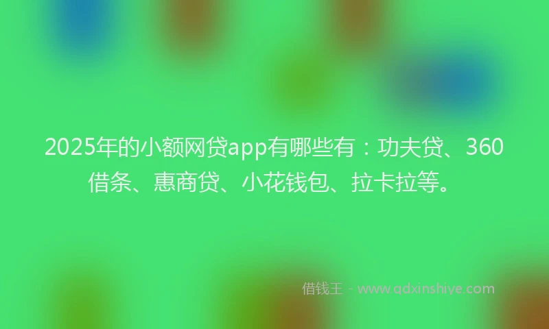 2025年的小额网贷app有哪些有：功夫贷、360借条、惠商贷、小花钱包、拉卡拉等。