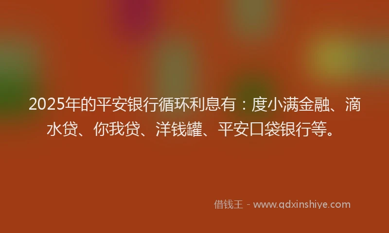 2025年的平安银行循环利息有：度小满金融、滴水贷、你我贷、洋钱罐、平安口袋银行等。