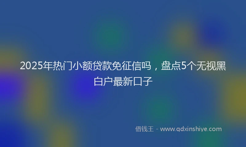 2025年热门小额贷款免征信吗，盘点5个无视黑白户最新口子