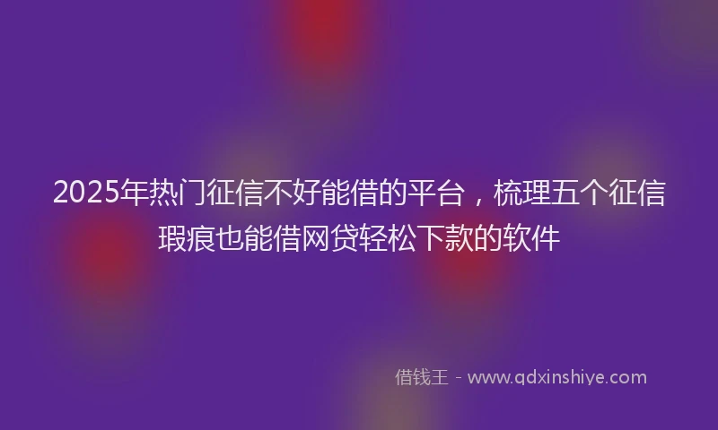 2025年热门征信不好能借的平台，梳理五个征信瑕疵也能借网贷轻松下款的软件