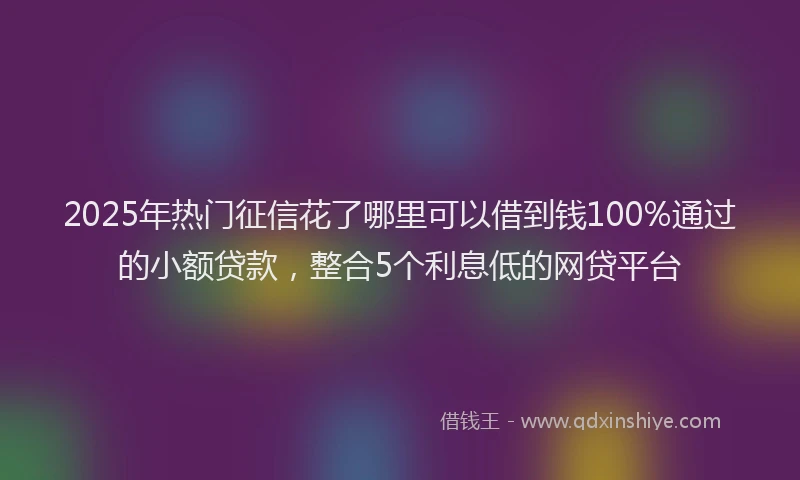 2025年热门征信花了哪里可以借到钱100%通过的小额贷款，整合5个利息低的网贷平台