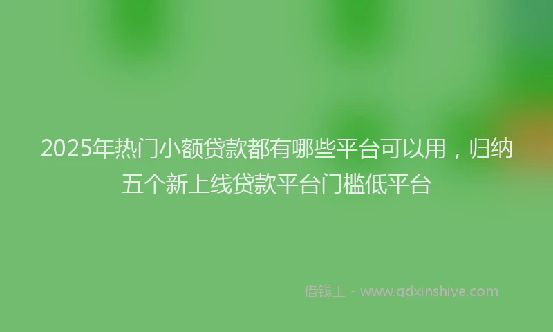 2025年热门小额贷款都有哪些平台可以用，归纳五个新上线贷款平台门槛低平台