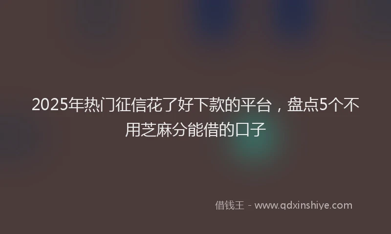 2025年热门征信花了好下款的平台，盘点5个不用芝麻分能借的口子