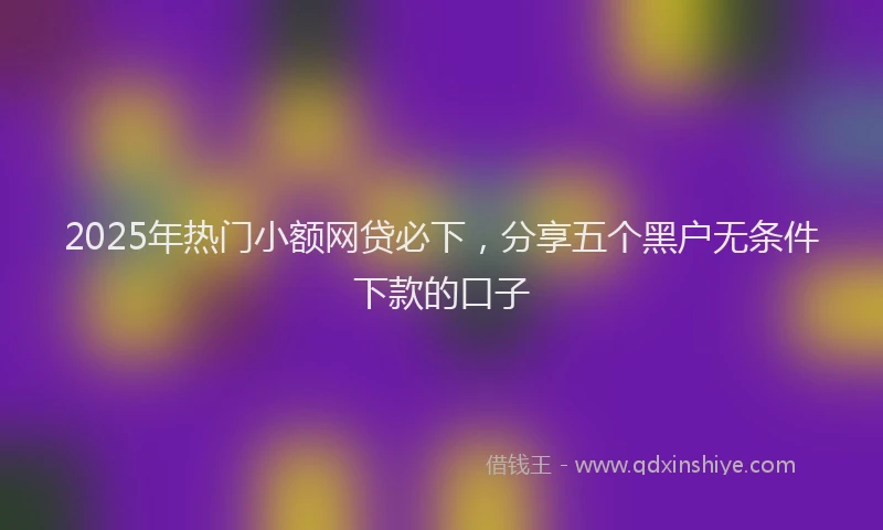 2025年热门小额网贷必下，分享五个黑户无条件下款的口子