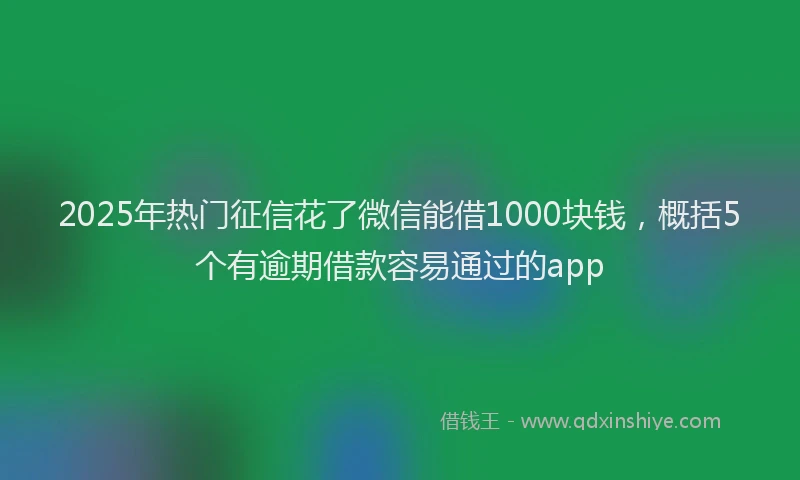 2025年热门征信花了微信能借1000块钱，概括5个有逾期借款容易通过的app