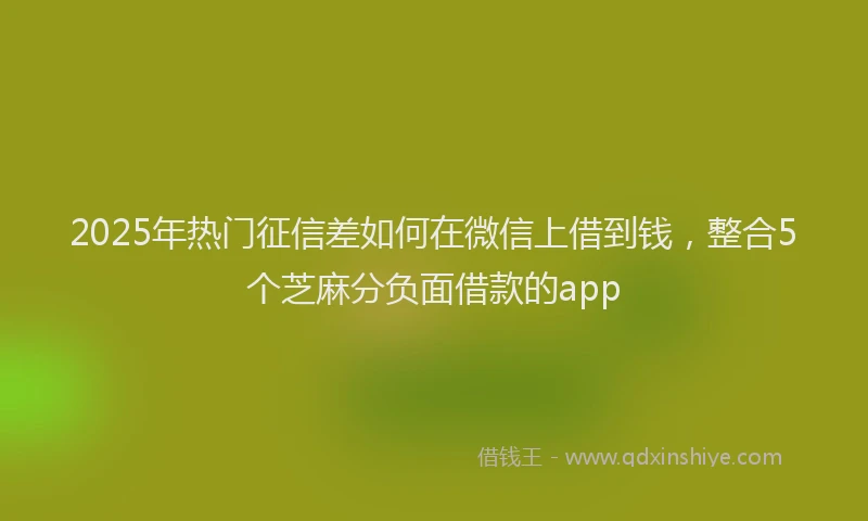 2025年热门征信差如何在微信上借到钱，整合5个芝麻分负面借款的app
