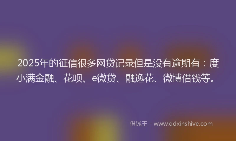 2025年的征信很多网贷记录但是没有逾期有：度小满金融、花呗、e微贷、融逸花、微博借钱等。