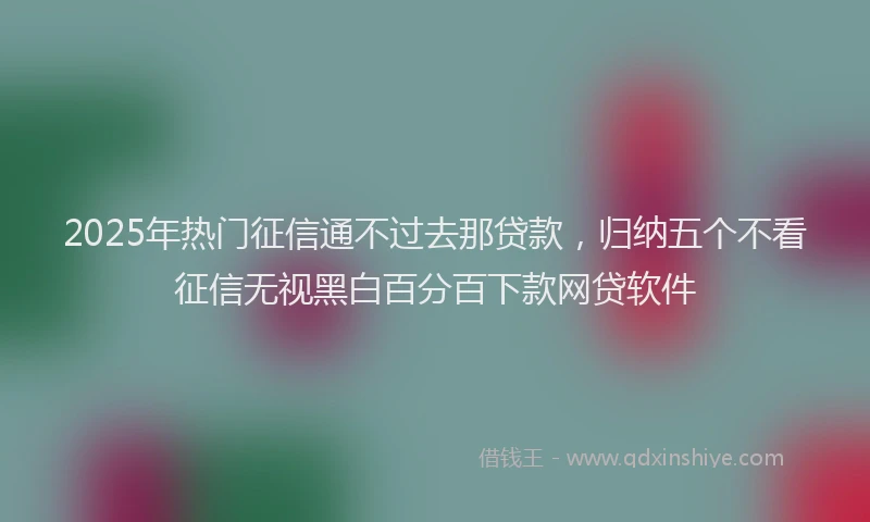 2025年热门征信通不过去那贷款，归纳五个不看征信无视黑白百分百下款网贷软件