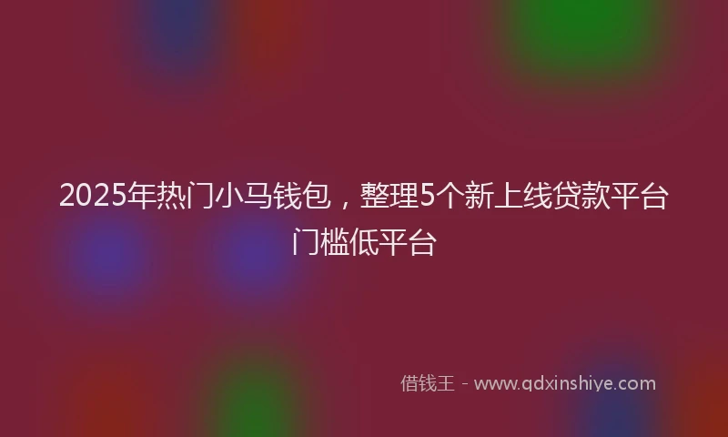 2025年热门小马钱包，整理5个新上线贷款平台门槛低平台