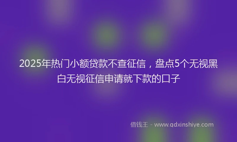 2025年热门小额贷款不查征信，盘点5个无视黑白无视征信申请就下款的口子