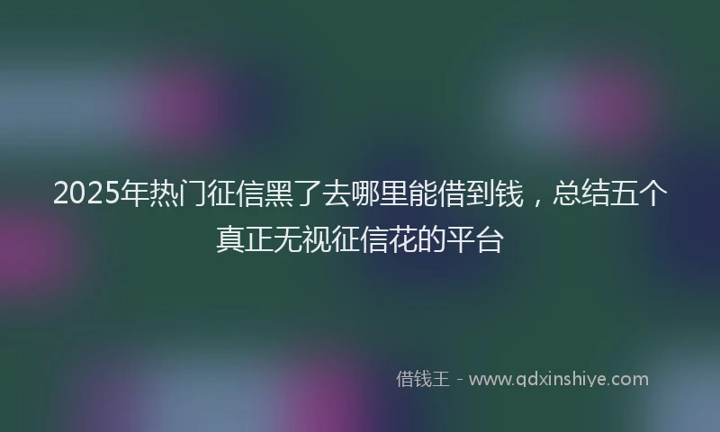 2025年热门征信黑了去哪里能借到钱，总结五个真正无视征信花的平台