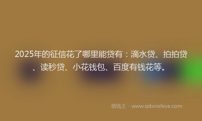 2025年的征信花了哪里能贷有：滴水贷、拍拍贷、读秒贷、小花钱包、百度有钱花等。