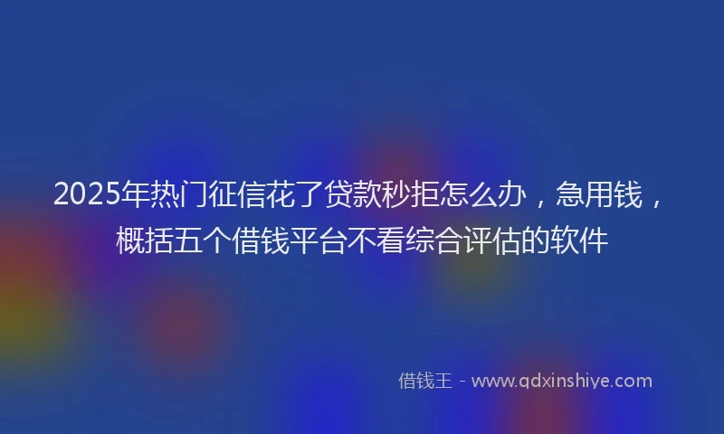 2025年热门征信花了贷款秒拒怎么办，急用钱，概括五个借钱平台不看综合评估的软件