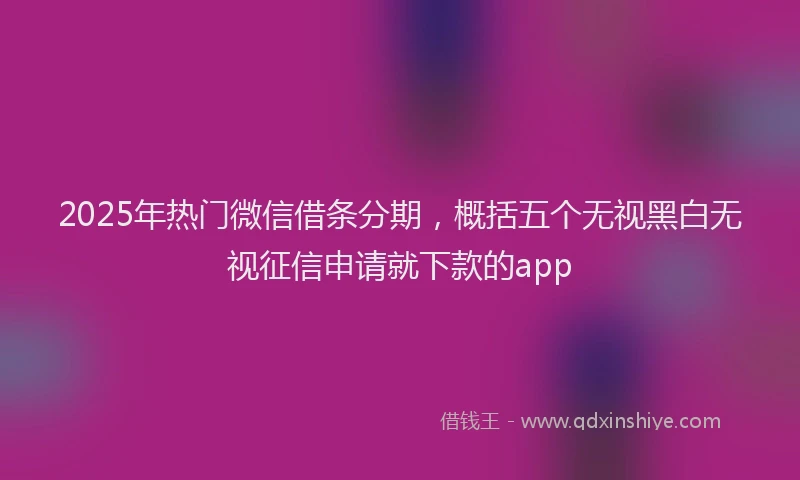 2025年热门微信借条分期，概括五个无视黑白无视征信申请就下款的app