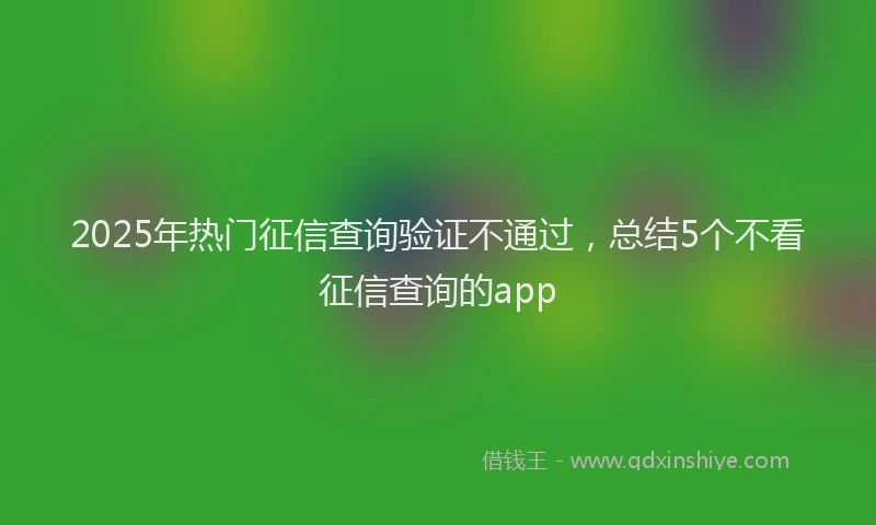 2025年热门征信查询验证不通过，总结5个不看征信查询的app