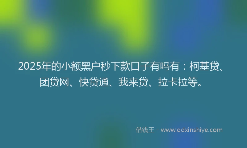 2025年的小额黑户秒下款口子有吗有：柯基贷、团贷网、快贷通、我来贷、拉卡拉等。