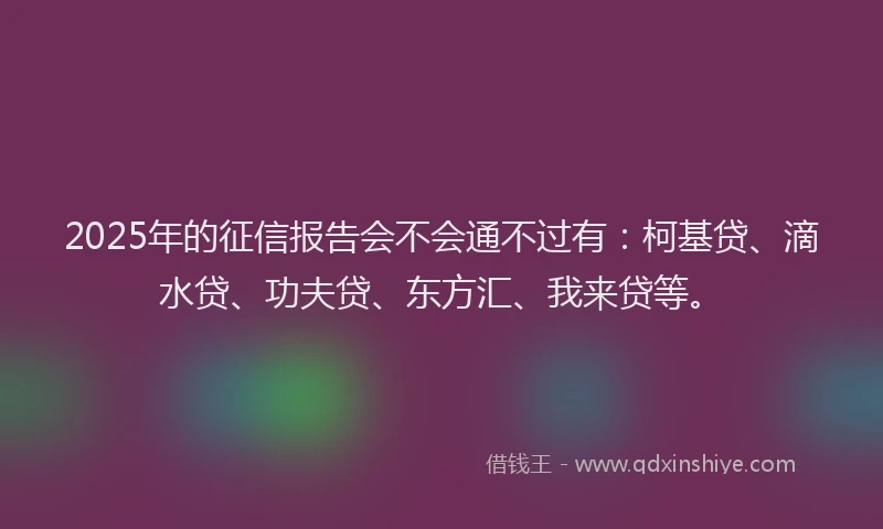 2025年的征信报告会不会通不过有：柯基贷、滴水贷、功夫贷、东方汇、我来贷等。