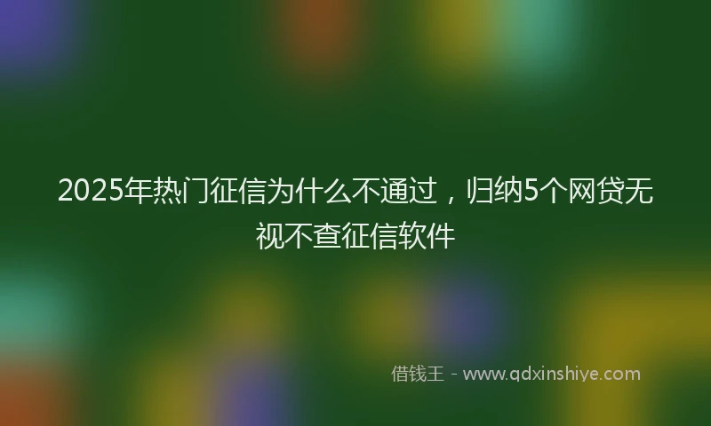 2025年热门征信为什么不通过，归纳5个网贷无视不查征信软件