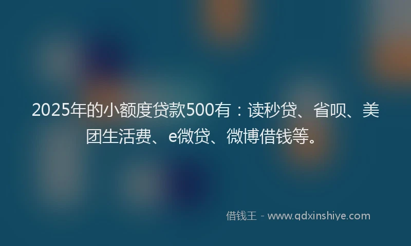 2025年的小额度贷款500有：读秒贷、省呗、美团生活费、e微贷、微博借钱等。