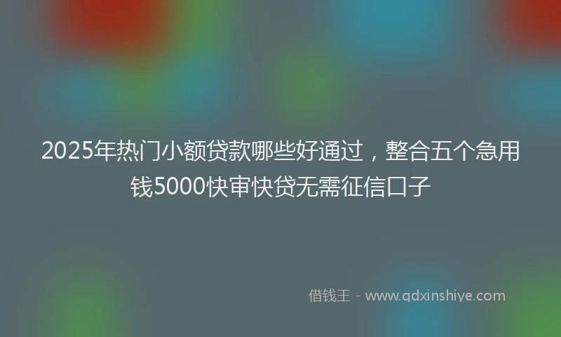 2025年热门小额贷款哪些好通过，整合五个急用钱5000快审快贷无需征信口子