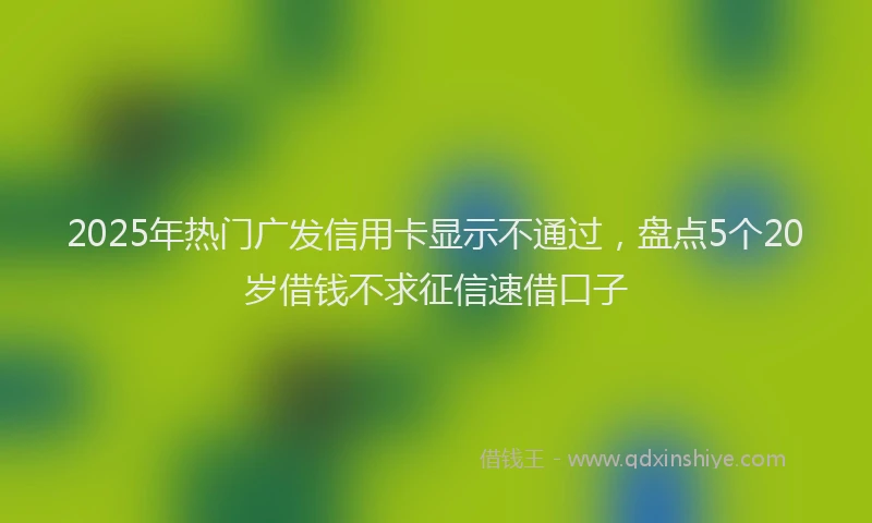 2025年热门广发信用卡显示不通过，盘点5个20岁借钱不求征信速借口子