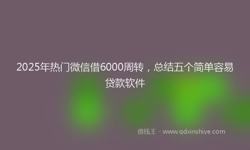 2025年热门微信借6000周转，总结五个简单容易贷款软件