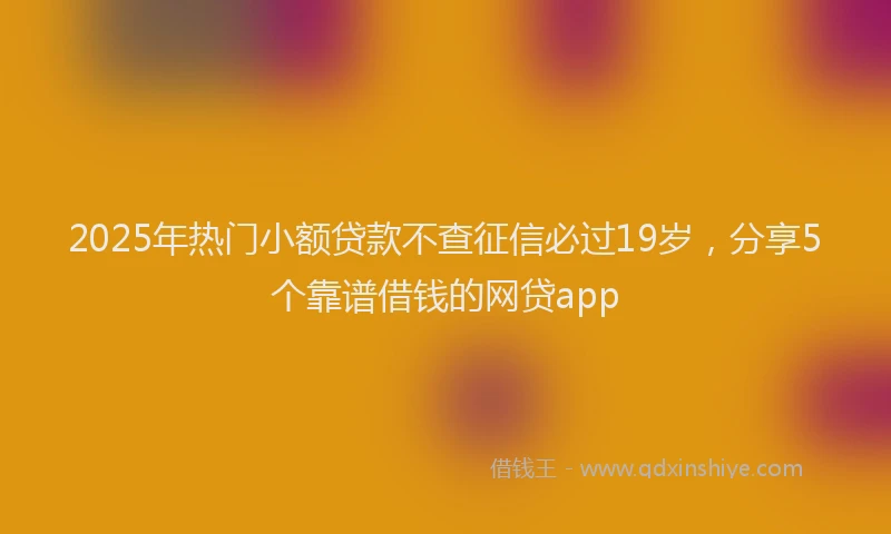 2025年热门小额贷款不查征信必过19岁，分享5个靠谱借钱的网贷app